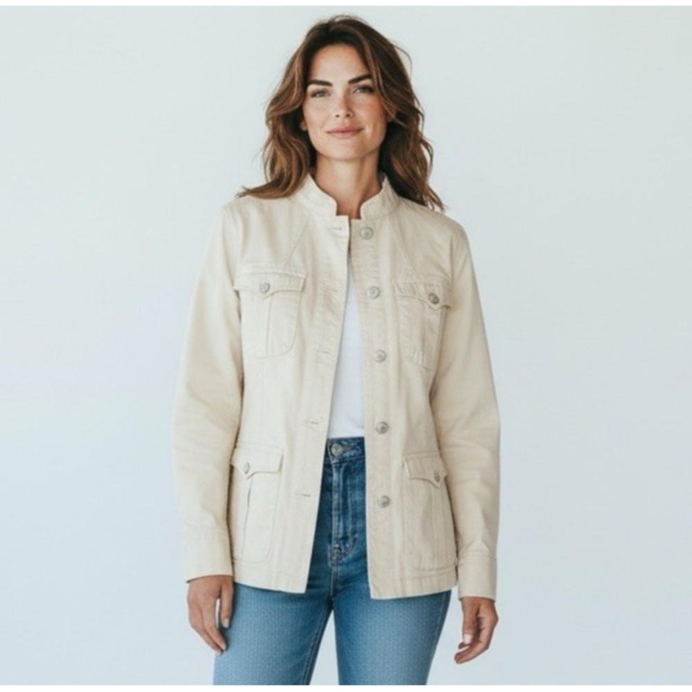 Lauren Ralph Lauren Women's 10 Utility Military Field Twill Jacket Natural EUC